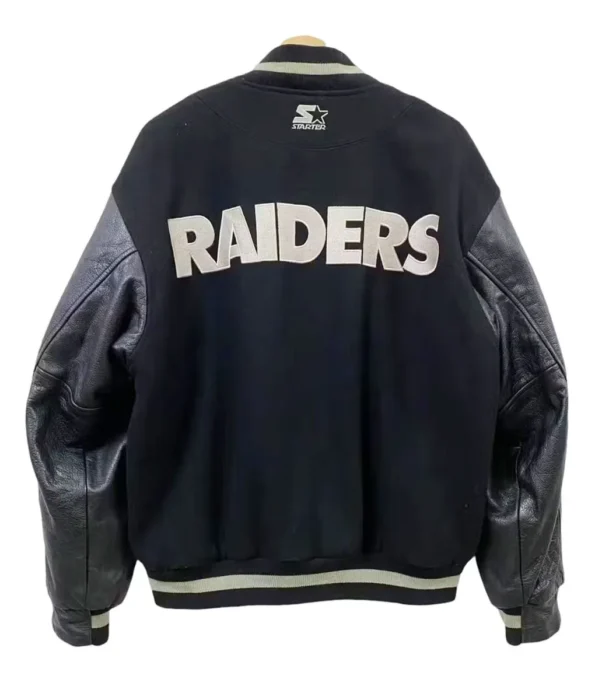 Back view of Cube Los Angeles Raiders Varsity Jacket