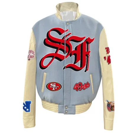 Front view of San Francisco 49ers Blue Varsity Jacket