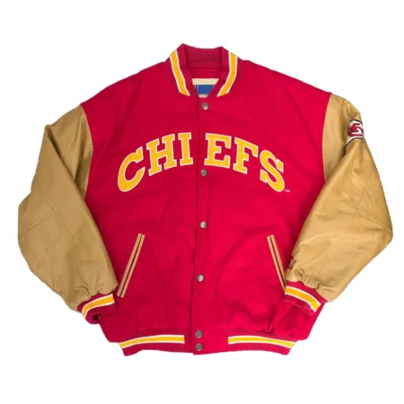 Front view of 90s Kansas City Chiefs Varsity Jacket