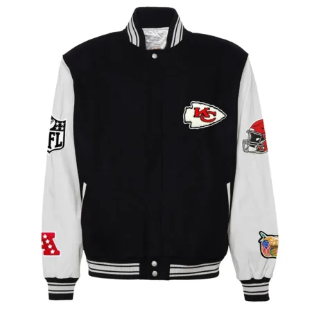 Front view of JH Kansas City Chiefs Varsity Jacket