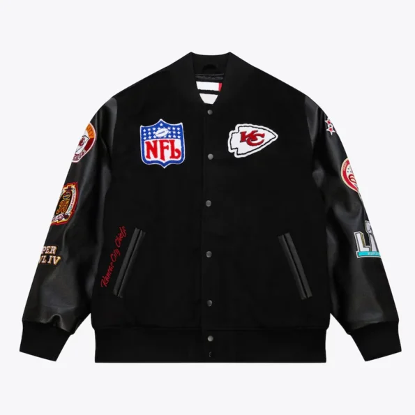 Front view of Kansas City Chiefs Vintage Varsity Jacket