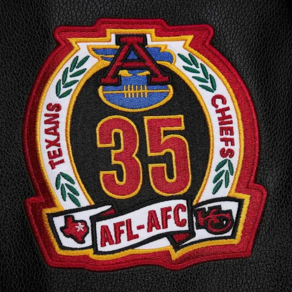 Close-up of Kansas City Chiefs Vintage Varsity Jacket details