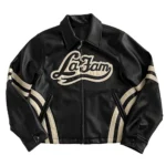 La Fam Retro Varsity Leather Jacket Front