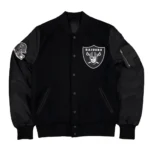 Front view of Las Vegas Raiders Historic Varsity Jacket