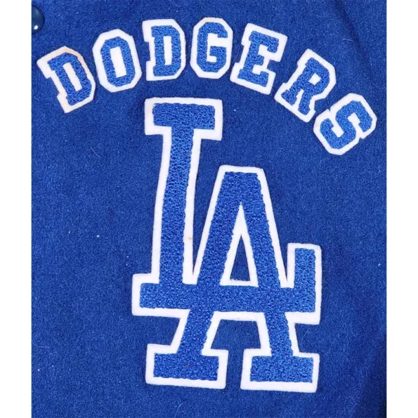 Close-up of 80s Los Angeles Dodgers Varsity Jacket details