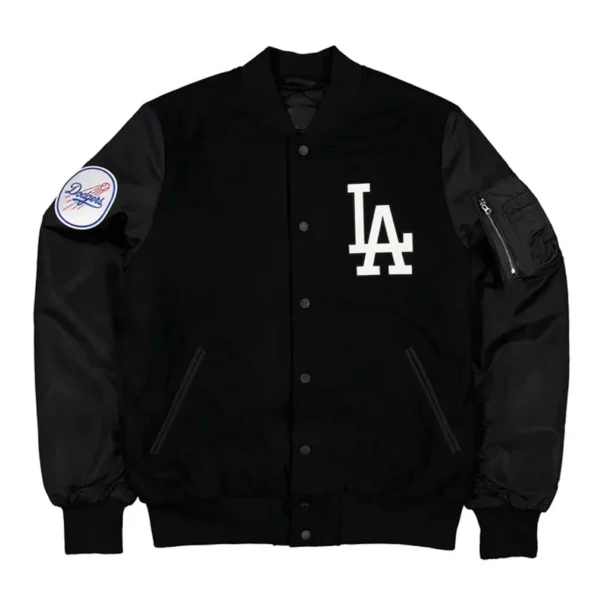 Front view of Los Angeles Dodgers MA-1 Varsity Jacket