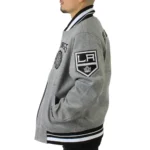 Model in LA Kings Gray Varsity Wool Jacket Front