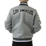 Model in LA Kings Gray Varsity Wool Jacket Front