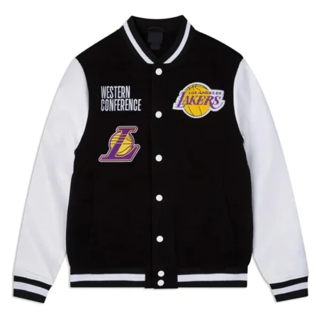 Front view of LA Lakers Western Conference Varsity Jacket