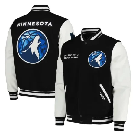 Front and back view of Minnesota 2024 City Black Varsity Jacket