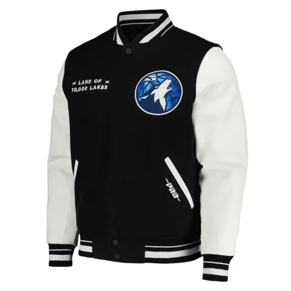 Front view of Minnesota 2024 City Black Varsity Jacket