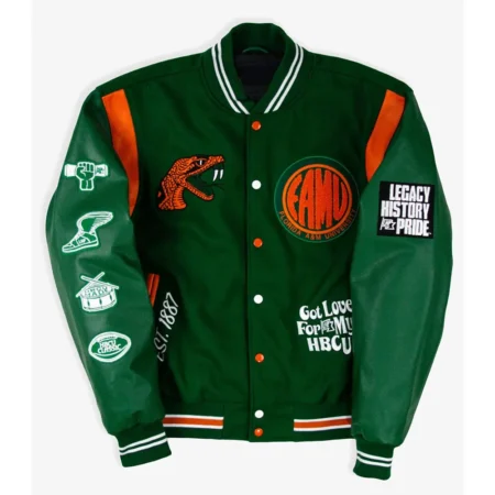 Front view of Florida AM University Varsity Jacket