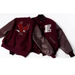 Model in NCCU Eddie Day Varsity Jacket Front