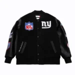 NY Giants Blackout Vintage Varsity Jacket Front