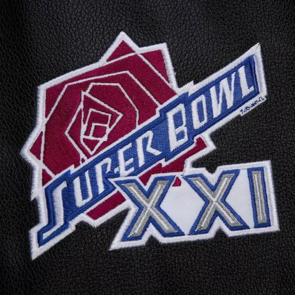 Close-up of NY Giants Blackout Vintage Varsity Jacket details