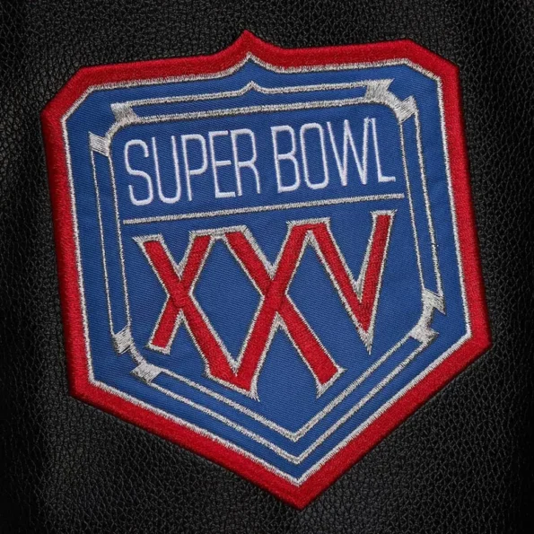 Close-up of NY Giants Blackout Vintage Varsity Jacket details