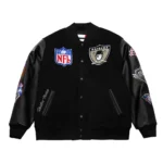 Front view of Oakland Raiders Vintage Varsity Jacket