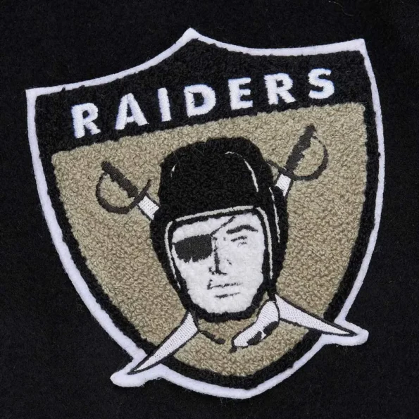 Close-up of Oakland Raiders Vintage Varsity Jacket details