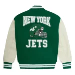 OVO NY Jets Green Varsity Jacket Front and Back