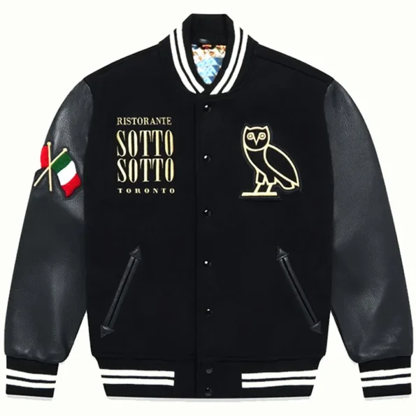 Front view of Sotto Sotto OVO Varsity Jacket