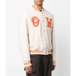 OW Logo Patch Off White Varsity Jacket Front