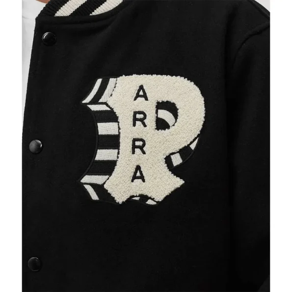 Close-up of Parra Cloudy Star Varsity Wool Jacket details