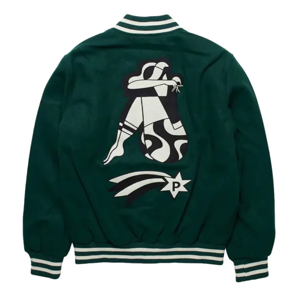 Back view of Parra Cloudy Star Varsity Wool Jacket