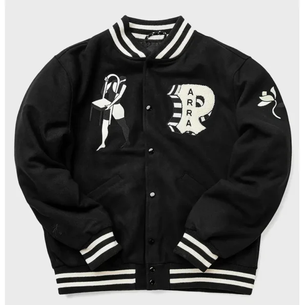 Front view of Parra Cloudy Star Varsity Wool Jacket