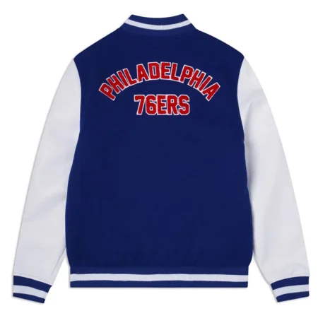 Back view of Philadelphia 76ers Eastern Varsity Jacket