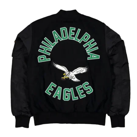 Back view of Philadelphia Eagles MA-1 Varsity Jacket