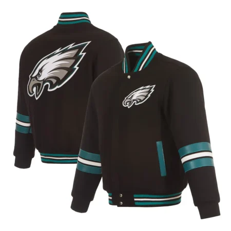 Front and back view of Philadelphia Eagles Varsity Jacket