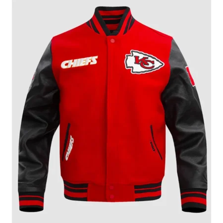 Front view of Kansas City Chiefs Retro Varsity Jacket