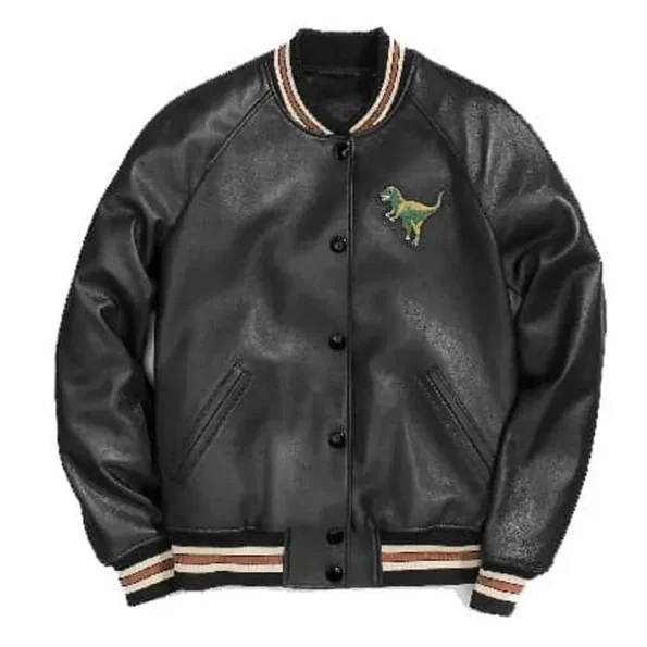 Front view of Rexy Varsity Leather Jacket