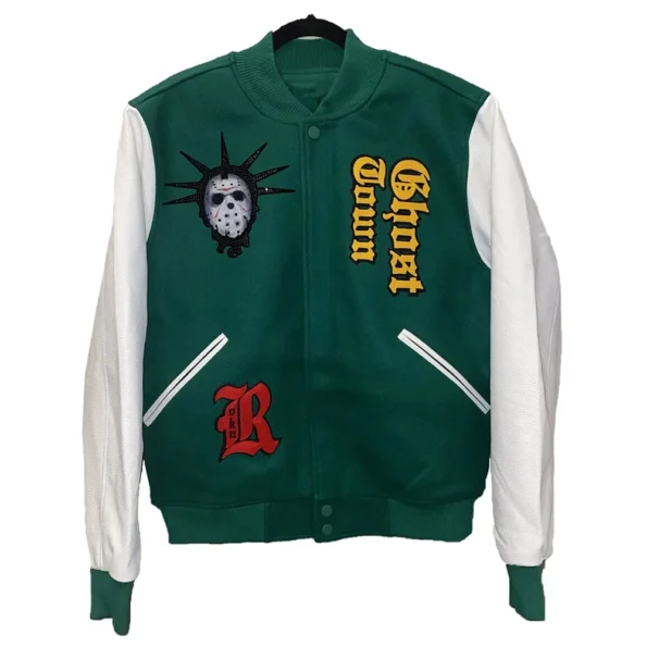 Front view of Roku Studio Ghost Town Varsity Jacket