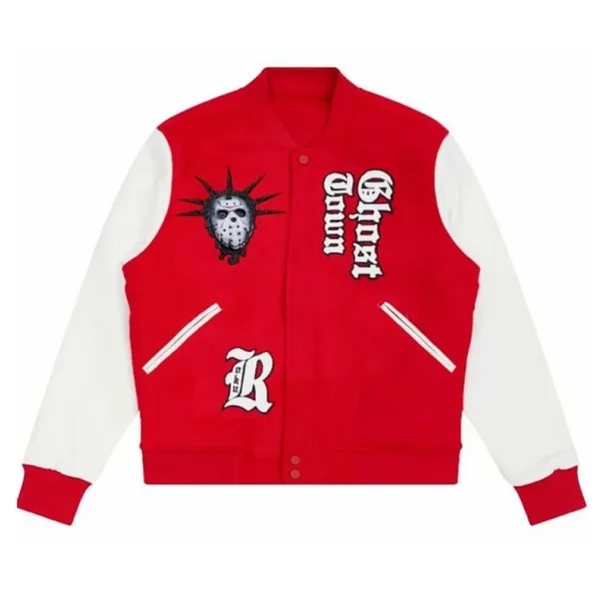 Front view of Roku Studio Ghost Town Varsity Jacket