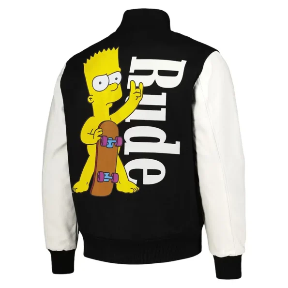 Back view of Freeze Max Rude Simpsons Varsity Jacket