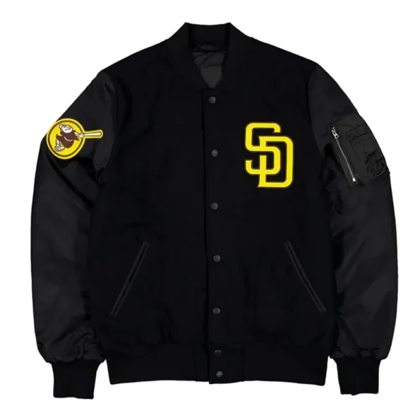 Front view of San Diego Padres MA-1 Varsity Jacket