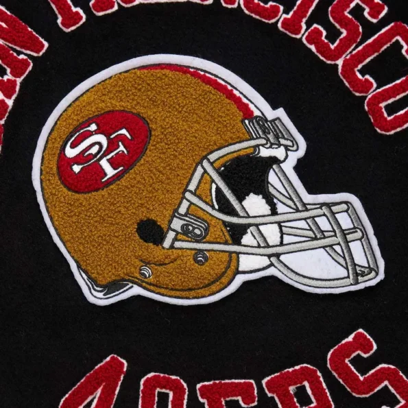 Close-up of San Francisco 49ers Vintage Varsity Jacket details