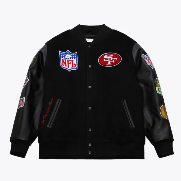 Front view of San Francisco 49ers Vintage Varsity Jacket