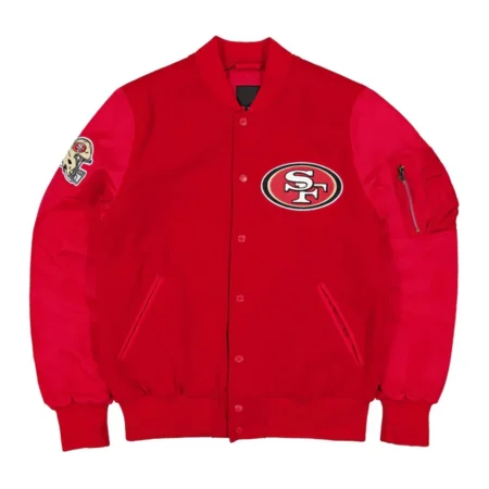 Front view of San Francisco 49ers MA-1 Varsity Jacket