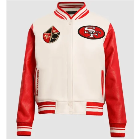 Front view of San Francisco 49ers Retro Varsity Jacket