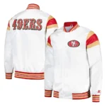 Front and back view of San Francisco 49ers White Varsity Jacket