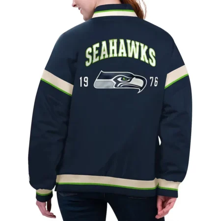 Back view of Seattle Seahawk Tournament Varsity Jacket