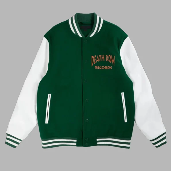 Front view of Death Row Records Snoop Varsity Jacket