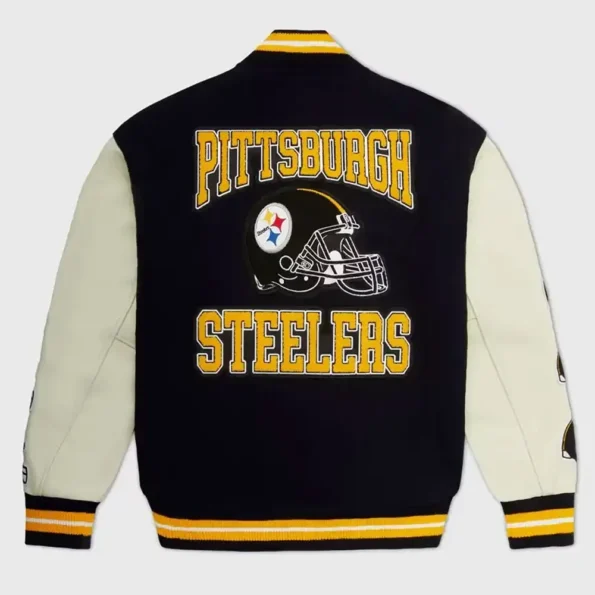 Back view of Pittsburgh Steelers Snoop Varsity Jacket