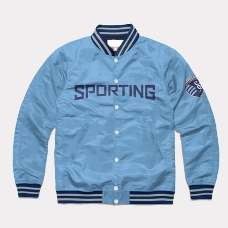 Front view of Sporting Kansas City Varsity Jacket