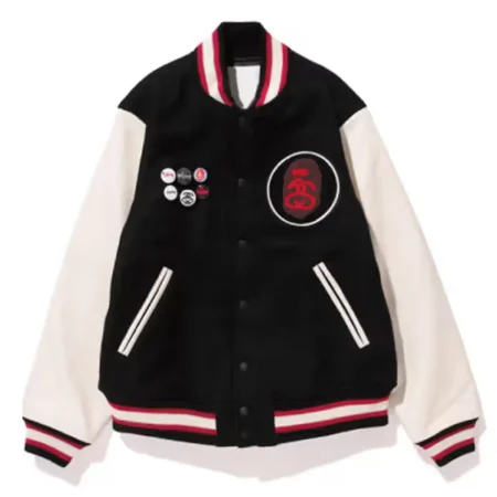 Front view of Stussy Bape Varsity Jacket