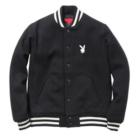 Front view of Supreme Playboy Varsity Wool Jacket