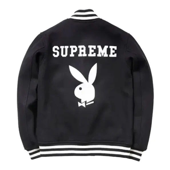 Back view of Supreme Playboy Varsity Wool Jacket