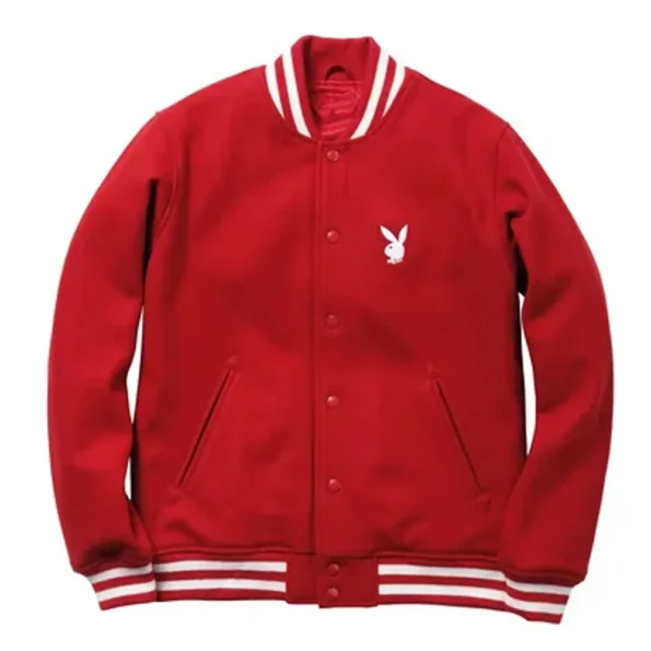 Front view of Supreme Playboy Varsity Wool Jacket